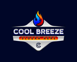 Heating Cooling Flame logo design