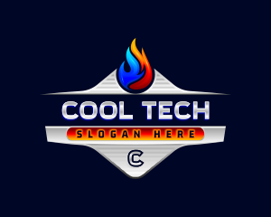 Heating Cooling Flame logo design