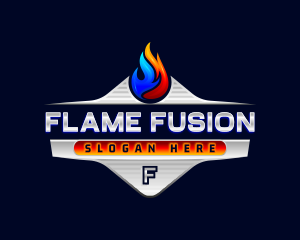 Heating Cooling Flame logo design