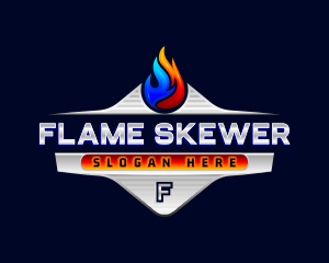 Heating Cooling Flame logo design