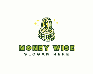 Money Coin Sparkle logo design