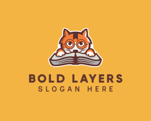 Cat Book Learning logo design