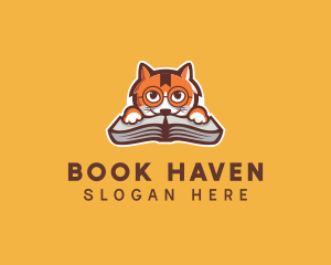 Cat Book Learning logo design