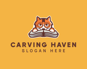 Cat Book Learning logo design