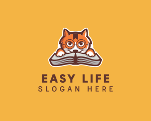 Cat Book Learning logo design