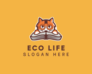 Cat Book Learning logo design