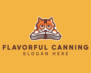 Cat Book Learning logo design