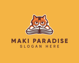 Cat Book Learning logo design