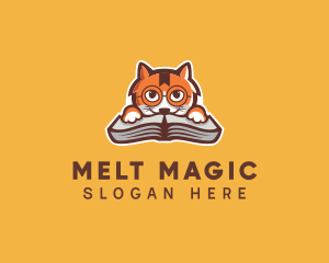 Cat Book Learning logo design