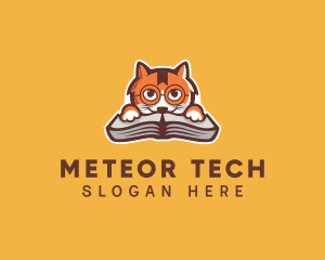 Cat Book Learning logo design