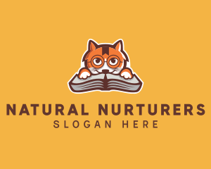 Cat Book Learning logo design