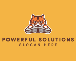 Cat Book Learning logo design