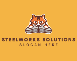 Cat Book Learning logo design