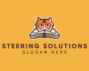 Cat Book Learning logo design