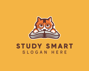 Cat Book Learning logo design