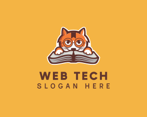 Cat Book Learning logo design