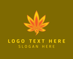 Marijuana Leaf Flame  logo