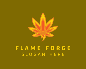 Marijuana Leaf Flame  logo design