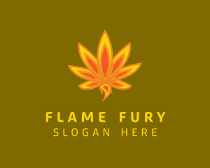 Marijuana Leaf Flame  logo design