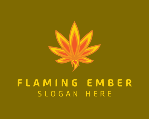 Marijuana Leaf Flame  logo design