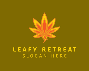 Marijuana Leaf Flame  logo design