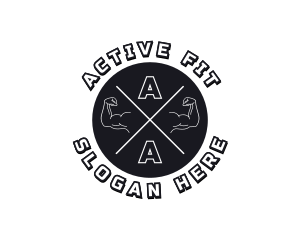 Gym Muscle Strength Fitness logo design