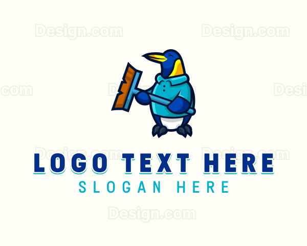 Penguin Janitorial Cleaner Logo