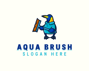 Penguin Janitorial Cleaner logo design