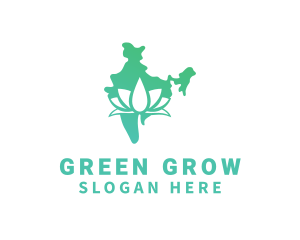 Green Indian Lotus logo design