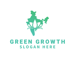 Green Indian Lotus logo design