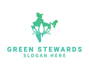 Green Indian Lotus logo design