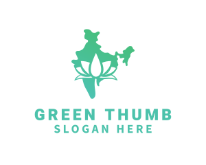 Green Indian Lotus logo design