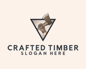 Brown Logging Axe logo design