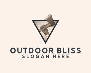 Brown Logging Axe logo design