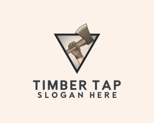 Brown Logging Axe logo design