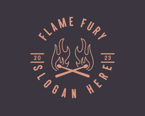 Flaming Match Stick logo design