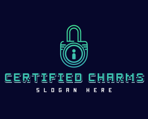 Digital Security Padlock logo design