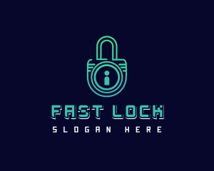 Digital Security Padlock logo design