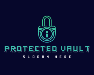 Digital Security Padlock logo design