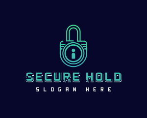 Digital Security Padlock logo design