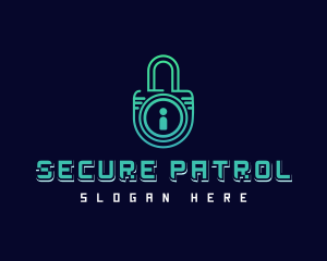 Digital Security Padlock logo design