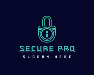 Digital Security Padlock logo design