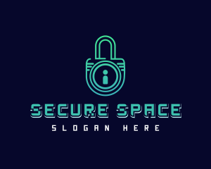 Digital Security Padlock logo design