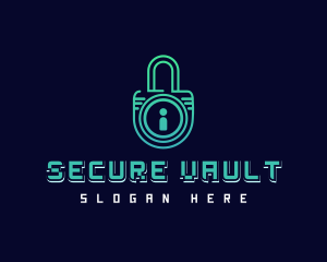 Digital Security Padlock logo design