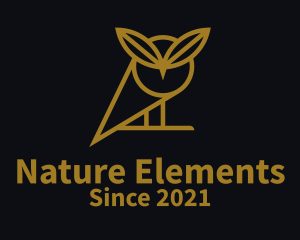 Gold Nature Owl Bird logo design