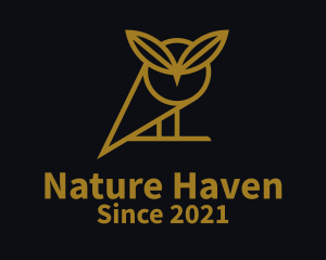 Gold Nature Owl Bird logo design