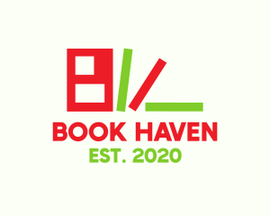 Book Pile Library logo design