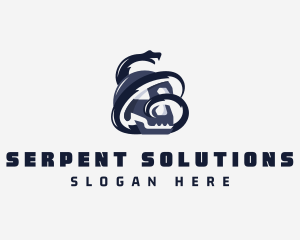 Skull Snake Serpent logo design