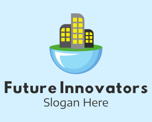 Futuristic City Skyline logo design