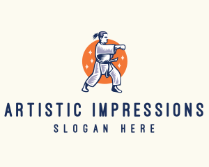 Taekwondo Karate Fighter logo design